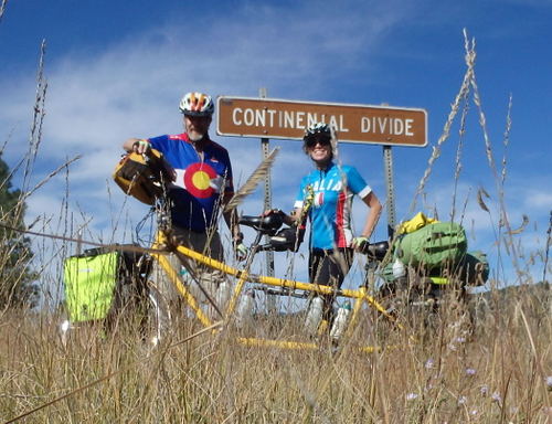 GDMBR: Dennis and Terry Struck try a 'selfie' at Divide Crossing #24.